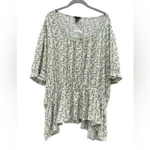 Rue+ Women's Plus Size Mint Green Floral Blouse Top Size 4X